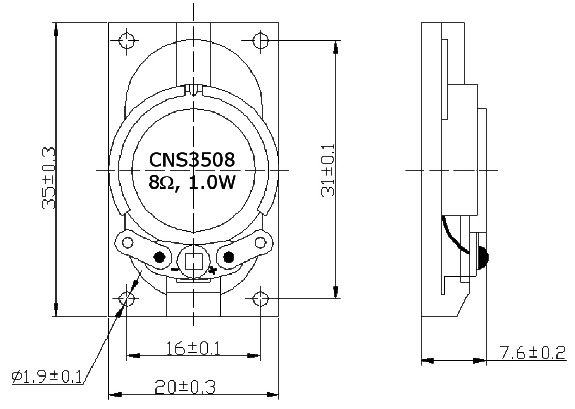 Габартные размеры динамика CNS3508