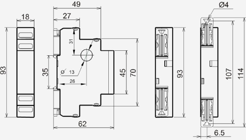 Габаритные размеры реле РТ-40У