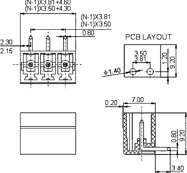 15EDGRC-3.81-04P-14  клеммник разъемн., 4 конт., шаг 3.81 мм, зеленый, (FB15ERC) (рис.2)