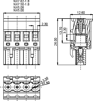 2EDGKB-5.0-02P-14  клеммник разъемн., 2 конт., шаг 5.00 мм, зеленый (рис.3)