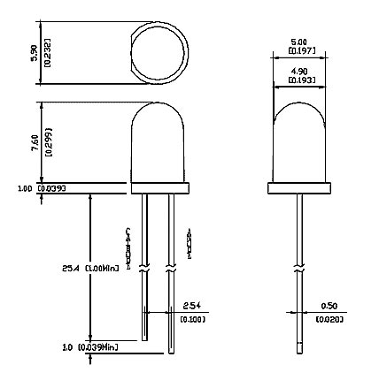 FYL-5013YD-B (=WP56BYD) светодиод 3мм, мигающий, жёлтый, 585 нм, 25 мКд, 60° (рис.2)
