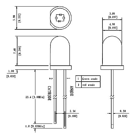 FYL-5017YGW (=WP59GYW) светодиод 5мм, жёлт/зел, 585/570 нм, 15/15 мКд, 60° (рис.2)