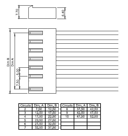 5289H-3 гнездо на плату 3-х конт. ш.5,00/7,50мм (рис.2)