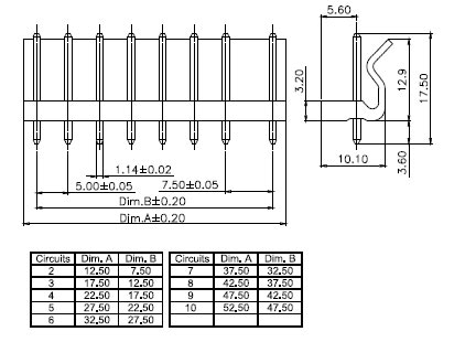 5289S-3 вилка на плату 3-х конт.откр. ш.5,00/7,5мм (рис.2)