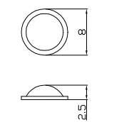 RF-6002  Ножки для корпуса полиуретановые круглые, полусфера 2.5 х 8 мм (рис.2)