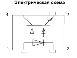 АОТ174В 1-кан.транз.оптопара Uком=60В Iком=50мА Uизо=5кВ DIP-4 (рис.3)