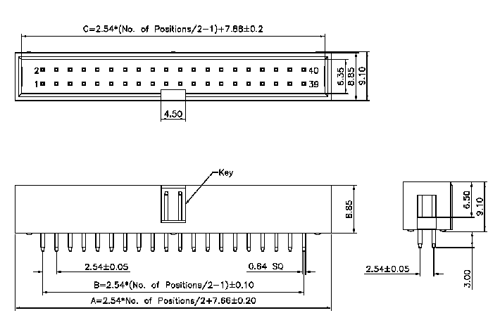 BH-10 вилка на плату 10конт.шаг 2.54мм (IDC-10MS) (рис.2)