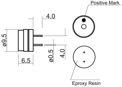 HC0905F эл.магнитн. изл-ль звука, 5В, 3200Гц, d=9,5мм, h=6,5мм (рис.1)