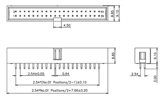 BH-24 вилка на плату 24конт. шаг 2.54мм (рис.2)