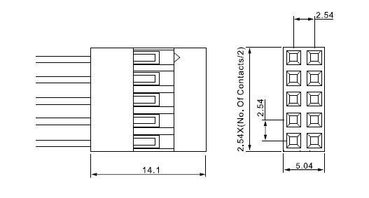 BLD-14 роз.каб. двухрядн.шаг 2.54мм (2х07) (рис.2)