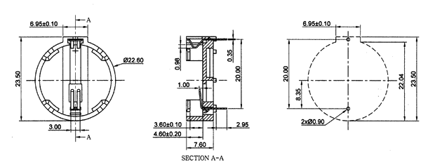 CH251-2032    держатель для  CR2032 (рис.2)