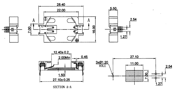 CH29-2032     держатель для  CR2032 (рис.2)