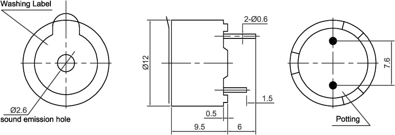 Габаритные размеры излучетелей CMB1209