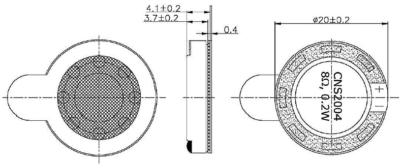 Габаритные размеры динамика CMY2004A100BZ