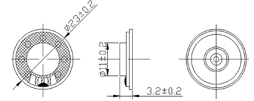 Габаритные размеры динамика CMY2303A075AZ