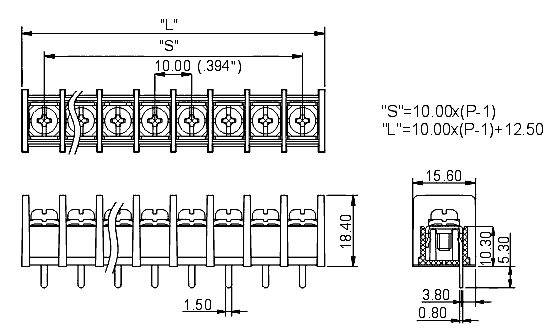Габариты DG55S-B клеммников