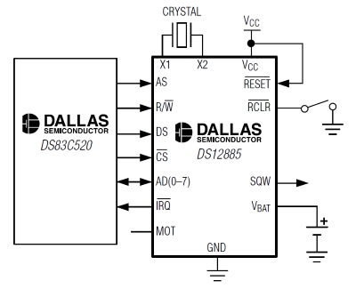 Схема включения RTC DS12C887