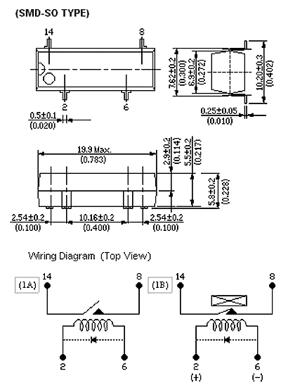 EDR3H1A2400Z геркон.реле24В, 1 пара норм.разомкн.конт., SMD-4, с улучш.изоляцией (рис.2)