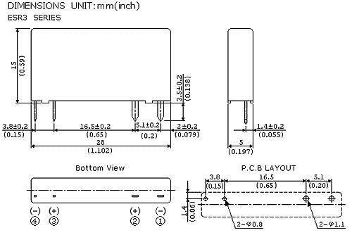 ESR3-D05-A20-20-0 твердотельн.реле 3-10В Uвх.=5VDC Uвых.=240VAC 2AAC (рис.2)