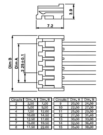 EU-2 гнездо на плату 2-х конт. ш.2,50мм (рис.2)