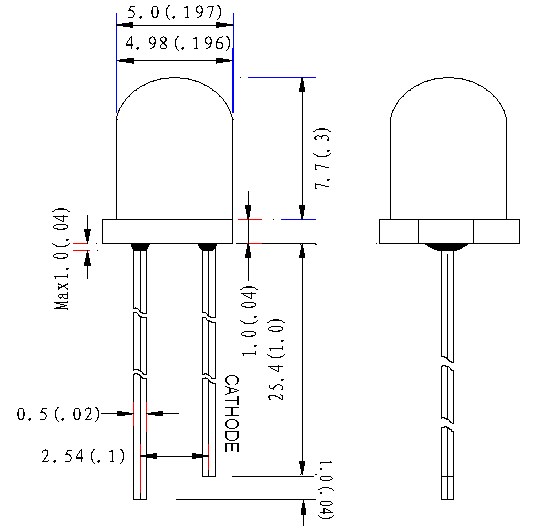 FYL-5013IRAC инфркр. светодиод 5мм, прозр., 940нм, 30 мВт/ср, 30° PB FREE (рис.2)