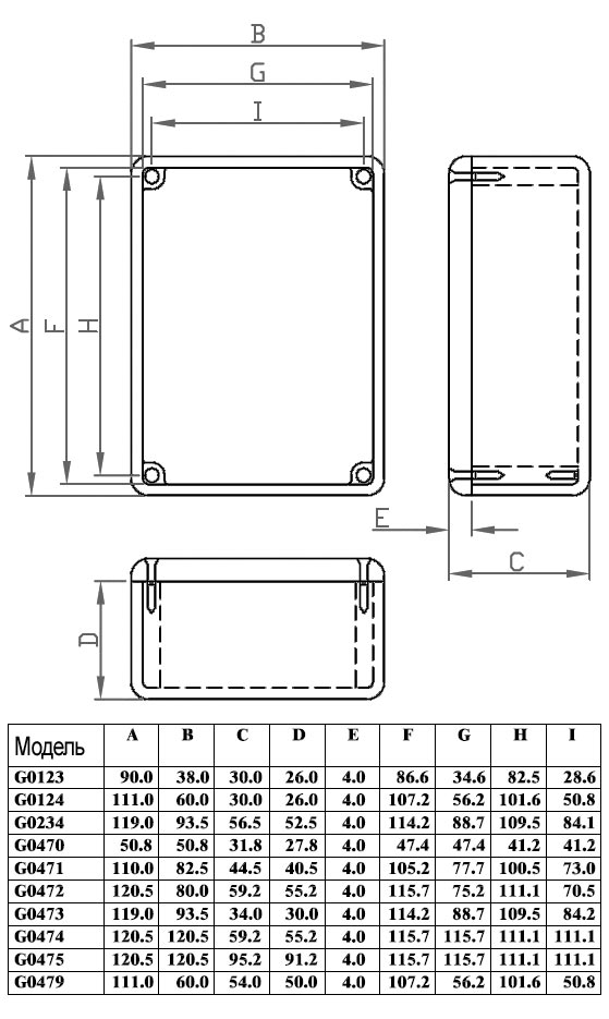 G0123   корпус алюмин., 90 x 38 x 30 (рис.2)