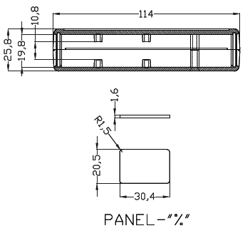 G535G-2% корпус пласт. две ИК-панели %, 114x35.7x25.8мм,  серый (рис.2)