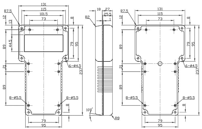 G858B(S)   корпус пласт., 237 x 131/95 x 45, чёрный (рис.2)
