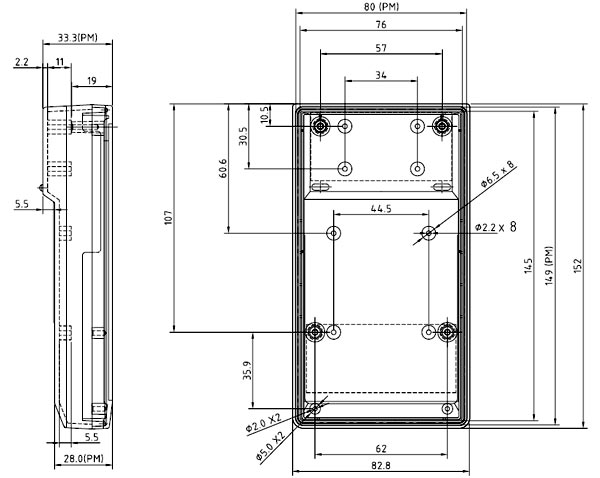 G959G   корпус пласт., 152 x 82,8 x 33,3, серый (рис.2)
