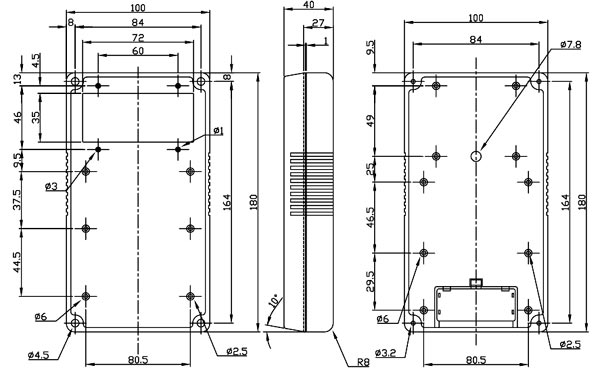 G968G(O)   корпус пласт., 164 x 100 x 40, серый (рис.2)