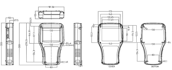 G999B(O)   корпус пласт., 300 x 181,3 x 55, чёрный (рис.2)