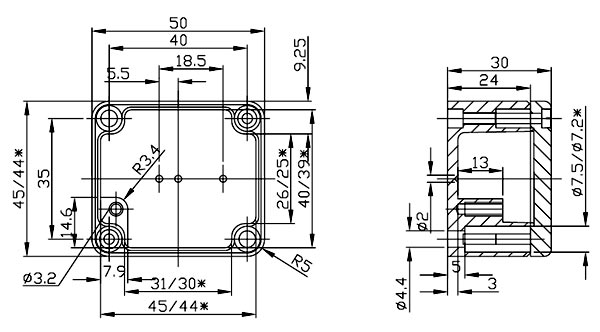 Габаритные размеры корпусов G101 и G101P