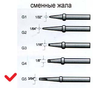 G5 сменное жало для SR-998 (рис.1)