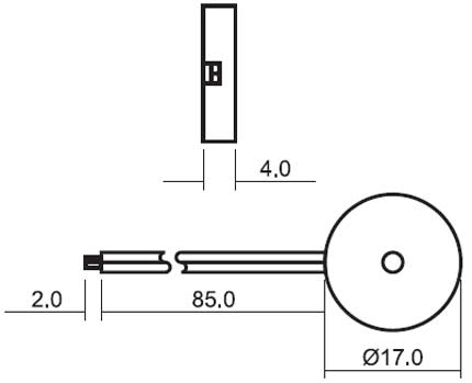 HPA17C   излуч-ль звука пьез., 9В, 4кГц, d=17мм, h=6,8мм (рис.2)