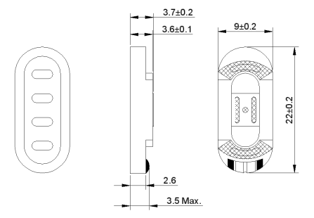 Габаритные размеры динамика HSB0922A-8