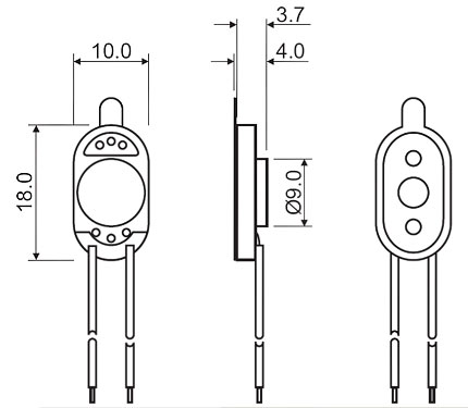 Габаритные размеры динамика HSB1018B-8