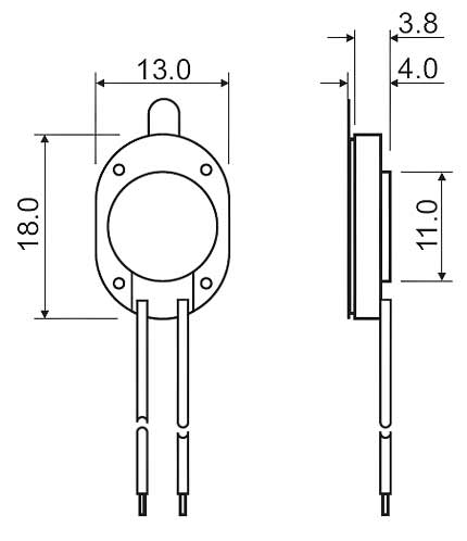 Габаритные размеры динамика HSB1318A-8