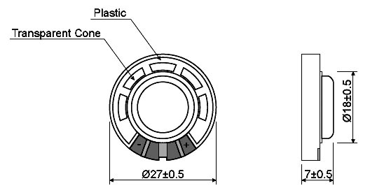 Габаритные размеры динамика HSB27G-8