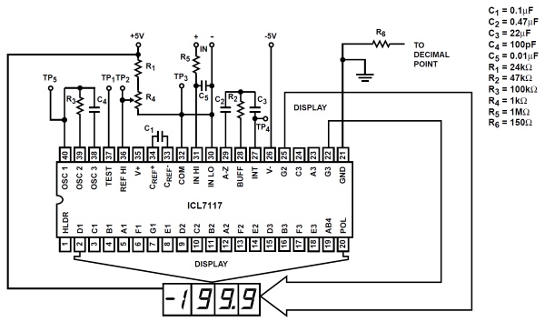 Типовая схема включения ICL7117CPL