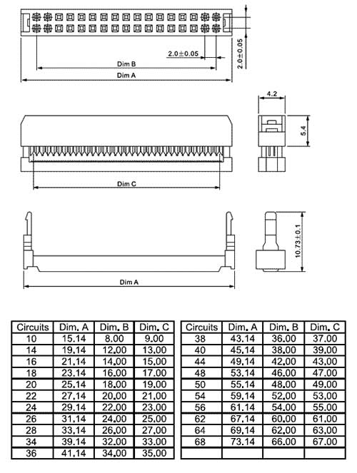 IDC2-16F розетка на шлейф 16конт. шаг 2.00мм (рис.2)