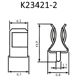 K23421-2 держатель (клипса) для предохр., 5x20, на плату, тип 2 (рис.2)