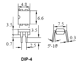 АОТ174В 1-кан.транз.оптопара Uком=60В Iком=50мА Uизо=5кВ DIP-4 (рис.2)