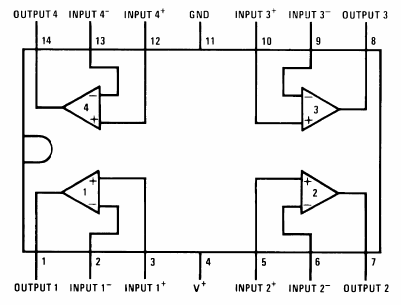 LM324N микросхема, ОУ х4 (PB Free) PDIP-14 (рис.2)