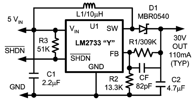 Схема включения LM2733YMF
