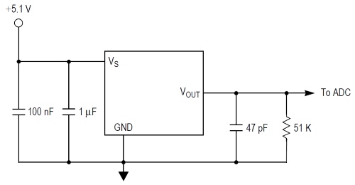 Схема включения датчика MPXH6250A6U