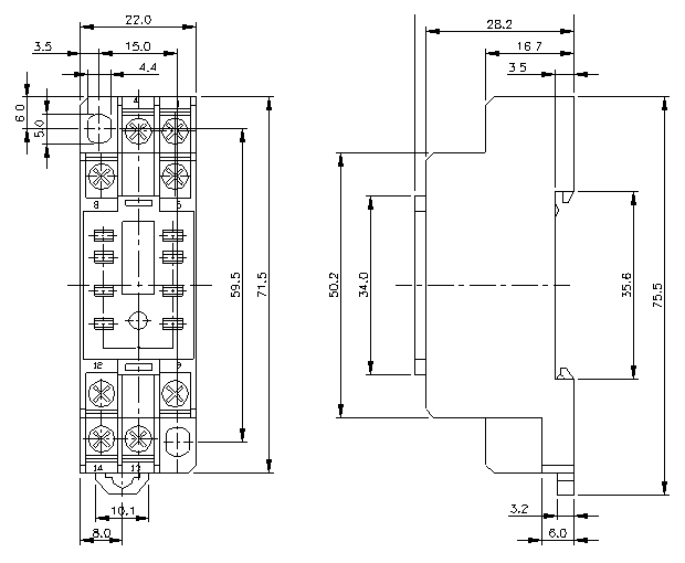 PYF-08A колодка для реле TRY-2C (рис.2)