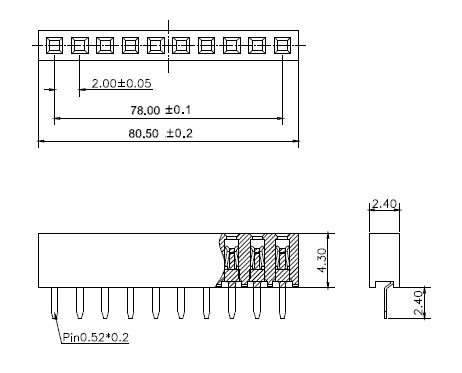 PBS2-40  роз.блочн.однорядн.шаг 2.00 мм (1х40) (рис.2)