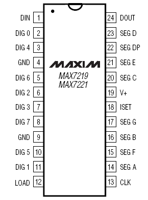 MAX7219ENG драйвер дисплея, DIP-24 (рис.3)