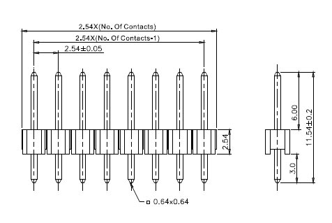 PLS-40 штыр.соед.однорядн.шаг 2.54мм (1х40) (рис.2)