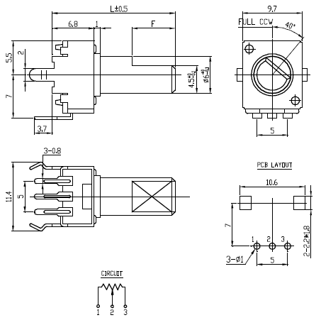 R0904N-B10K, L-30F переменный резистор 10кОм (рис.2)